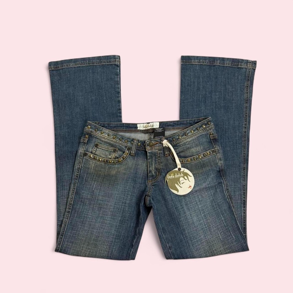 Deadstock NWT Vintage y2k Lady Dutch embellished low rise flared jeans